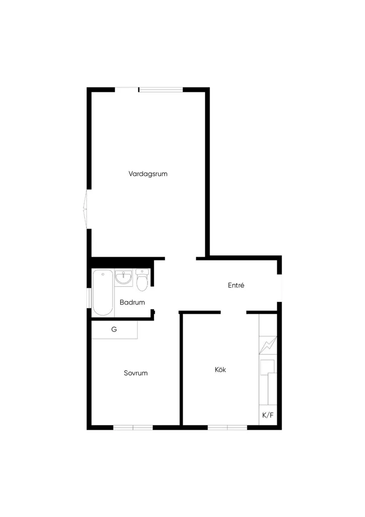Plaan - Modernised Two-Bedroom Flat with Balcony in Johannedal