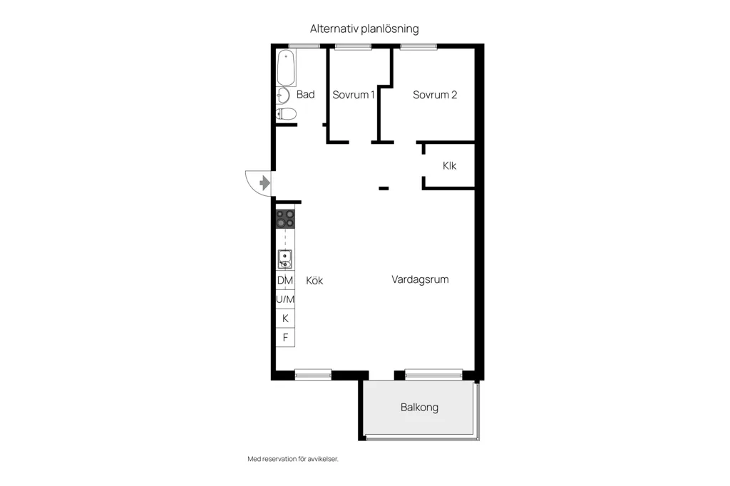 Plan - Flexible 2-Bedroom Flat with Balcony in Spånga