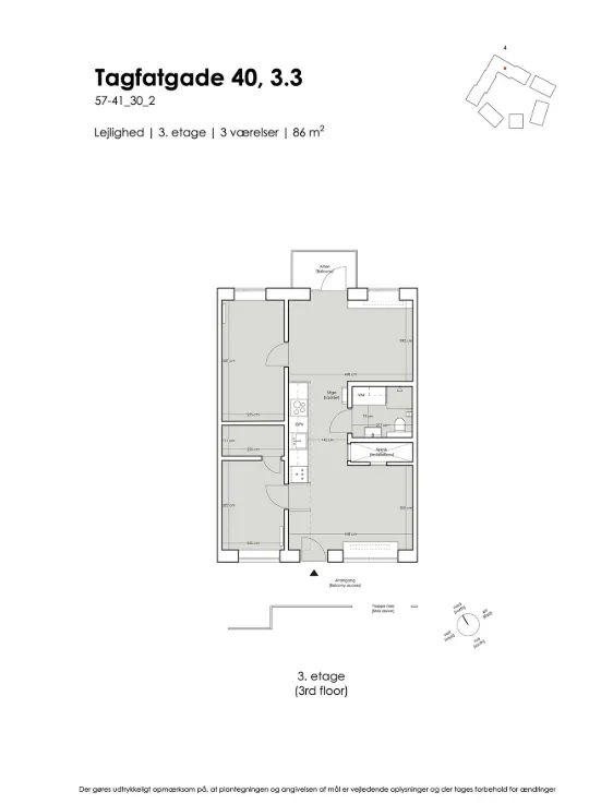Plan - 3-Bed Apartment with Large Windows in Travbyen