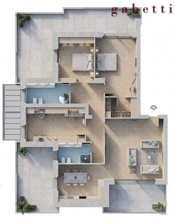 Plan - Luxury Penthouse with Terraces in Magenta