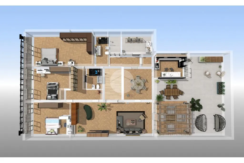 Plan - Quadrilocale with Terrace in Brescia Centre