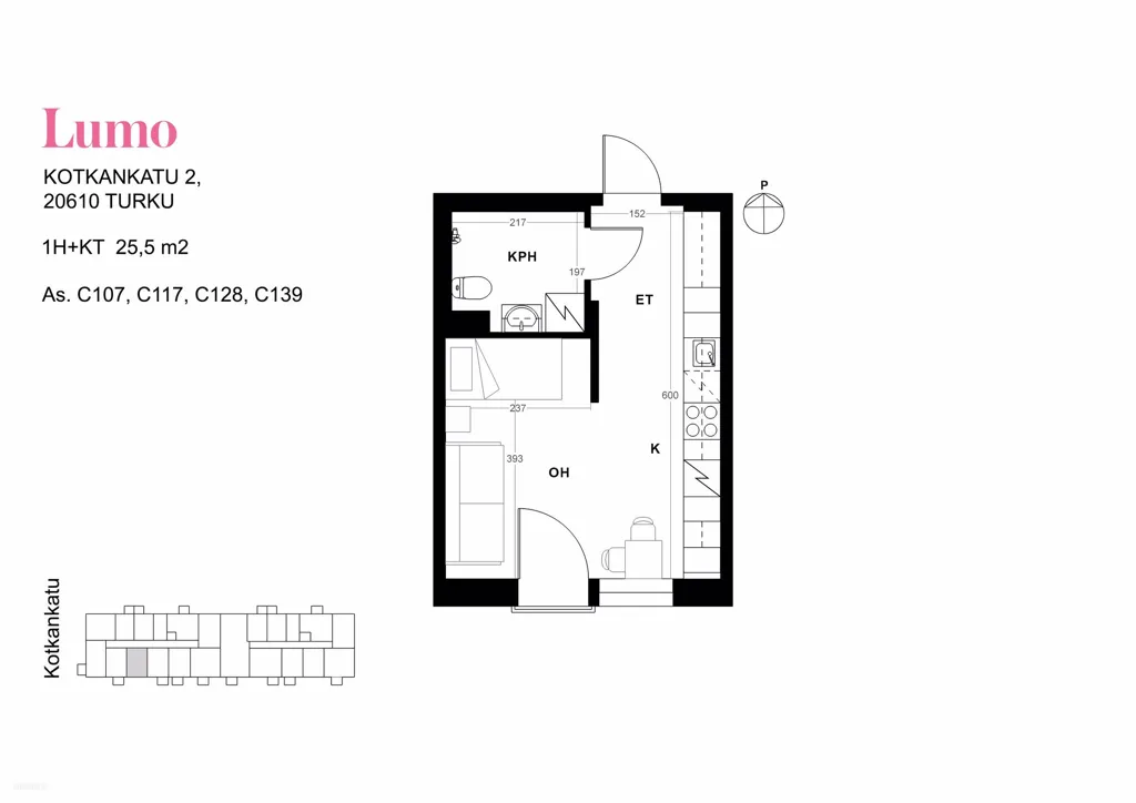 Plan - Modern Studio with Balcony in Turku's Pääskyvuori