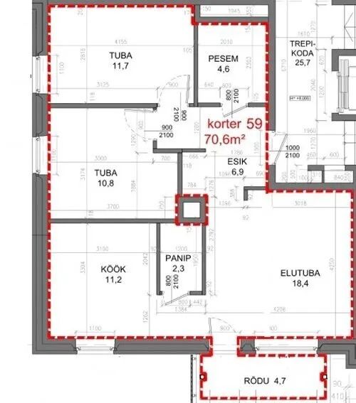 Plan - Modern Apartment with Balcony in Mustamäe