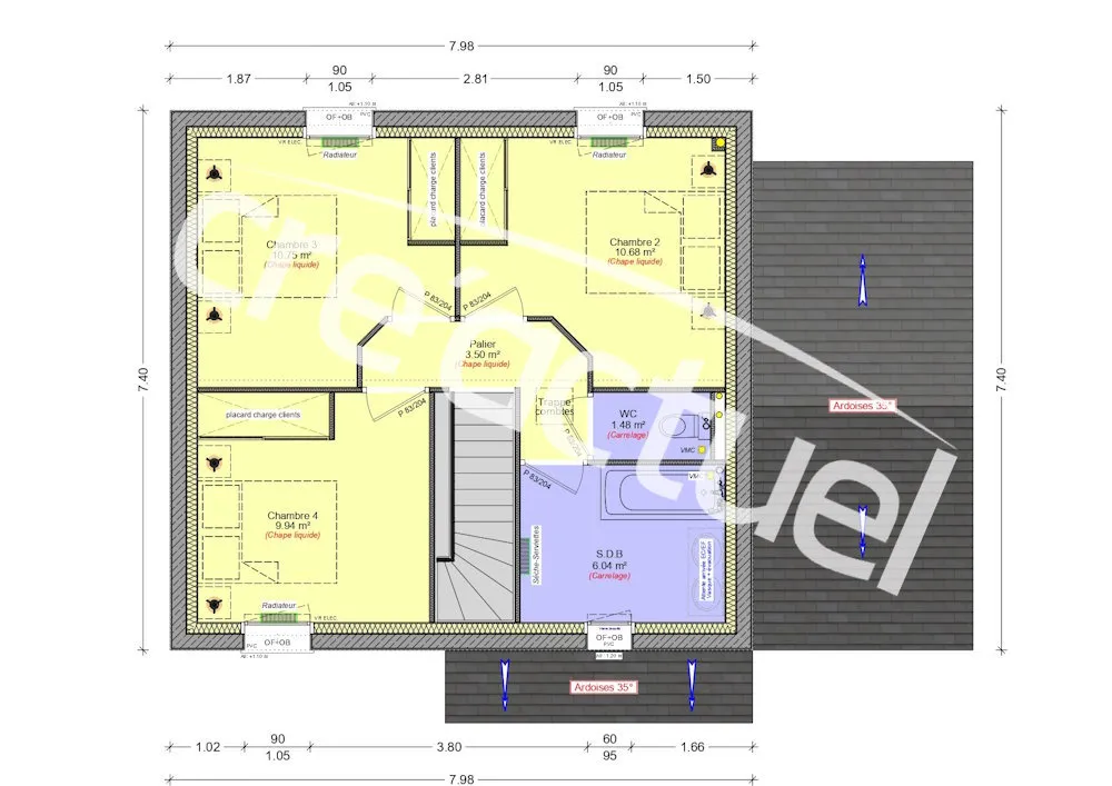 Plan - Maison Contemporaine à Erdeven avec Jardin