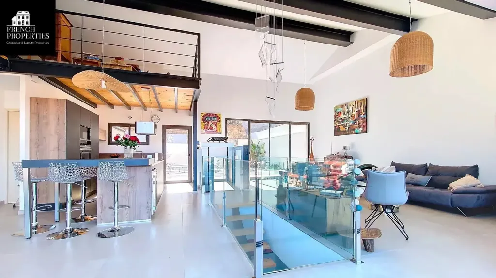 Séjour - Maison Contemporaine avec Vue Panoramique à Port-Vendres