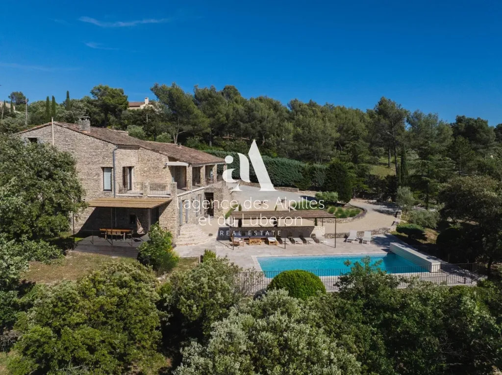 Vista aerea - Dry-Stone House with Pool in Gordes