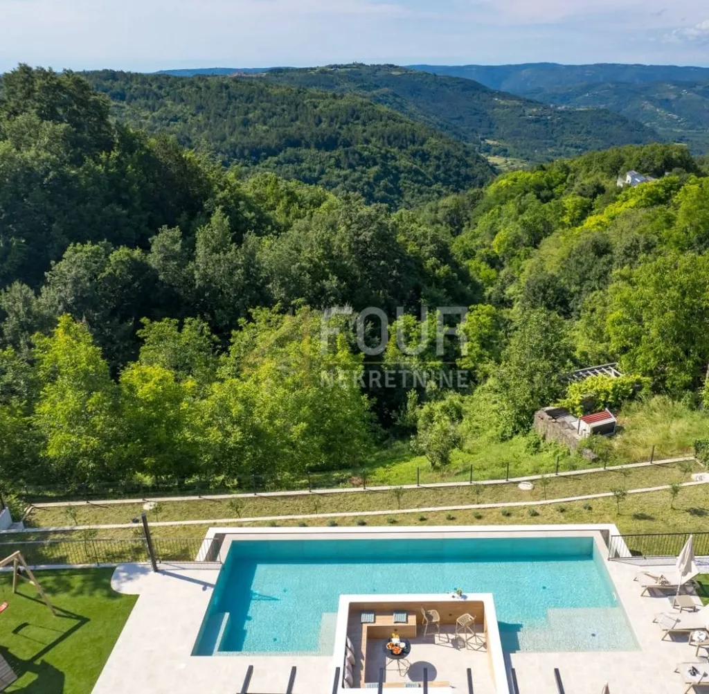 Aerial - Luxury Villa with Infinity Pool in Pazin