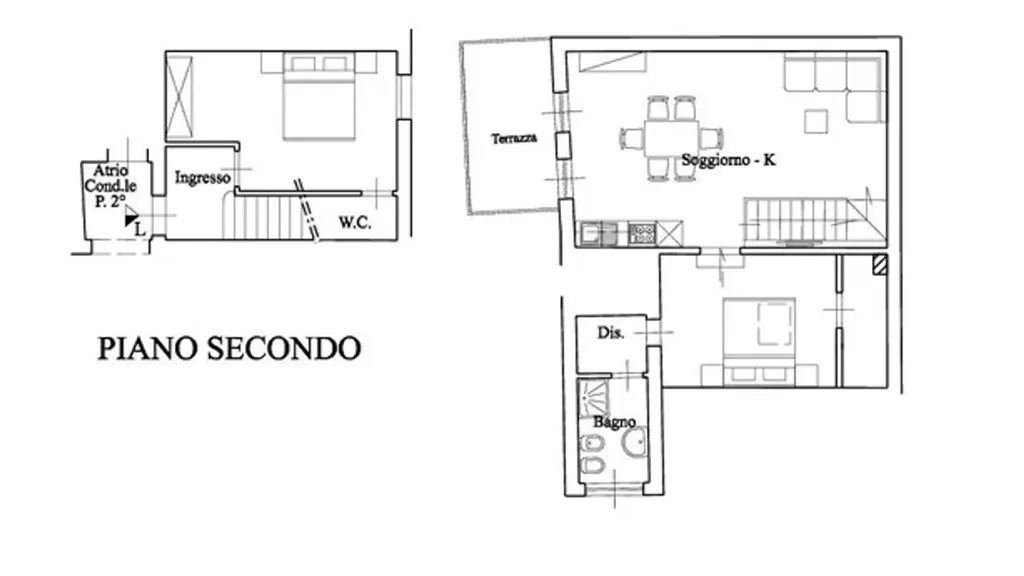 Armed Trilocale with Terrace in Cascina