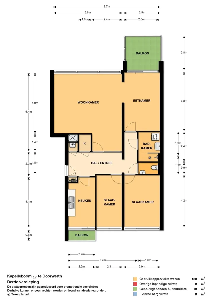 Plaan - 4-Bedroom Apartment with Balcony in Doorwerth