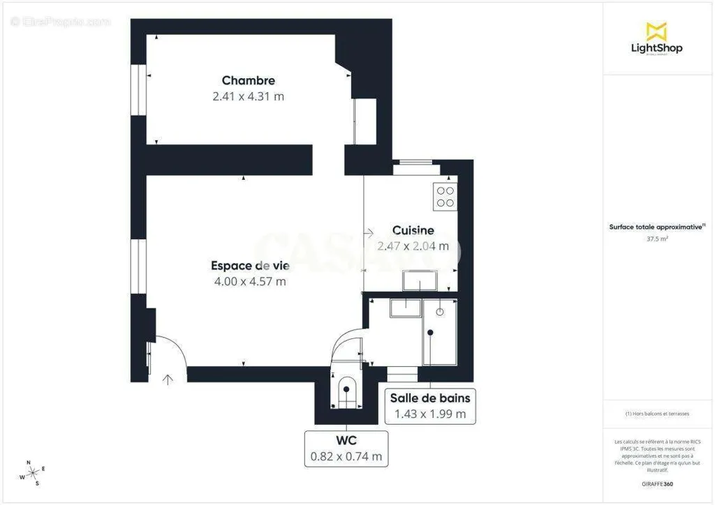 Plan - Appartement 2 Pièces avec Cour Arborée à Paris 10ᵉ