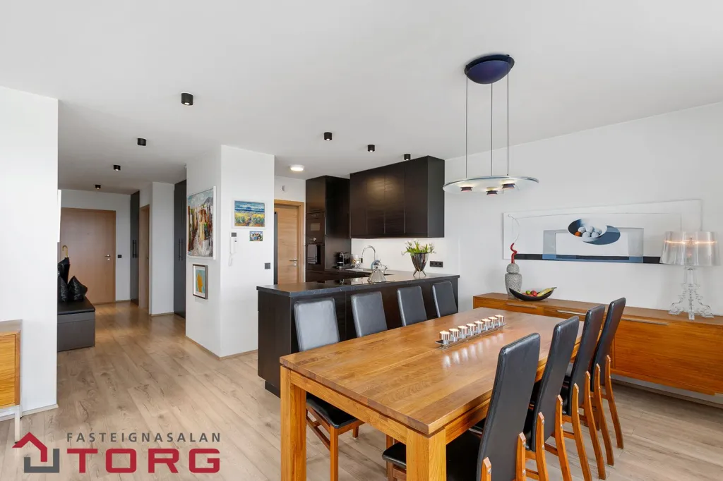 Dining Room - Modernised Apartment with View in Grafarvogur