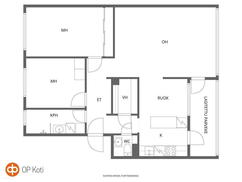 Floor Plan - 3-Bedroom Apartment with Balcony in Riutoja