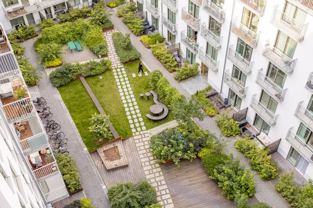 Vue aérienne - Apartment with Balcony and Garden View in Malmö