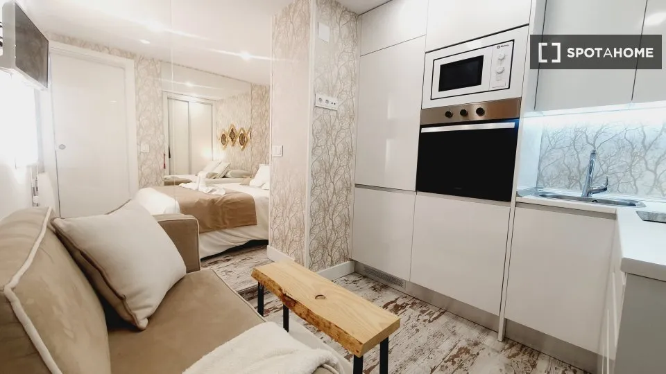 Kitchen - Furnished Studio in Trafalgar, Madrid