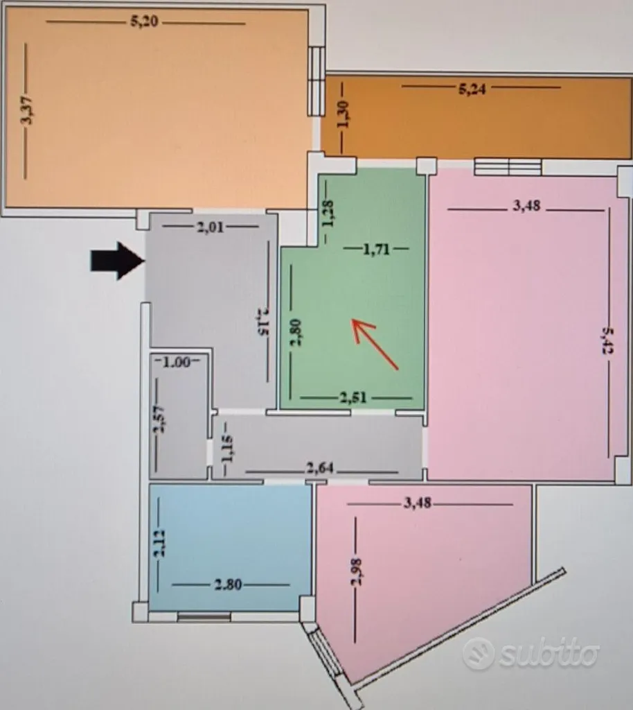 Plan - Office Studio with Balcony in Tiburtina, Rome