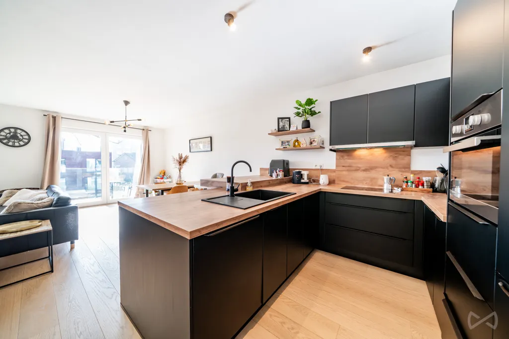 Kitchen - Modern Apartment with Terrace in Waremme
