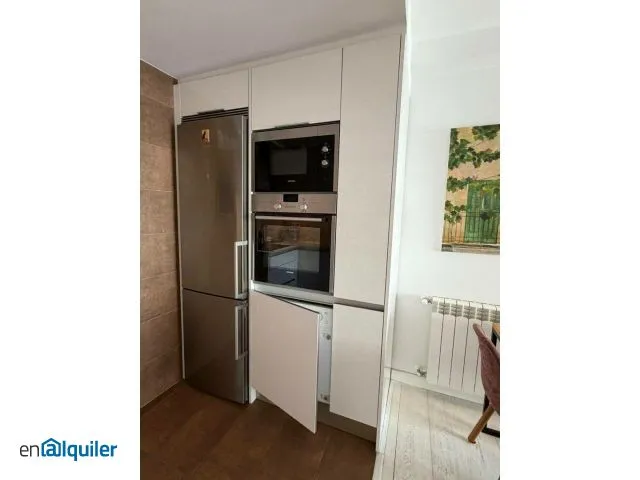 Kitchen - Furnished Apartment with River View in Donostia