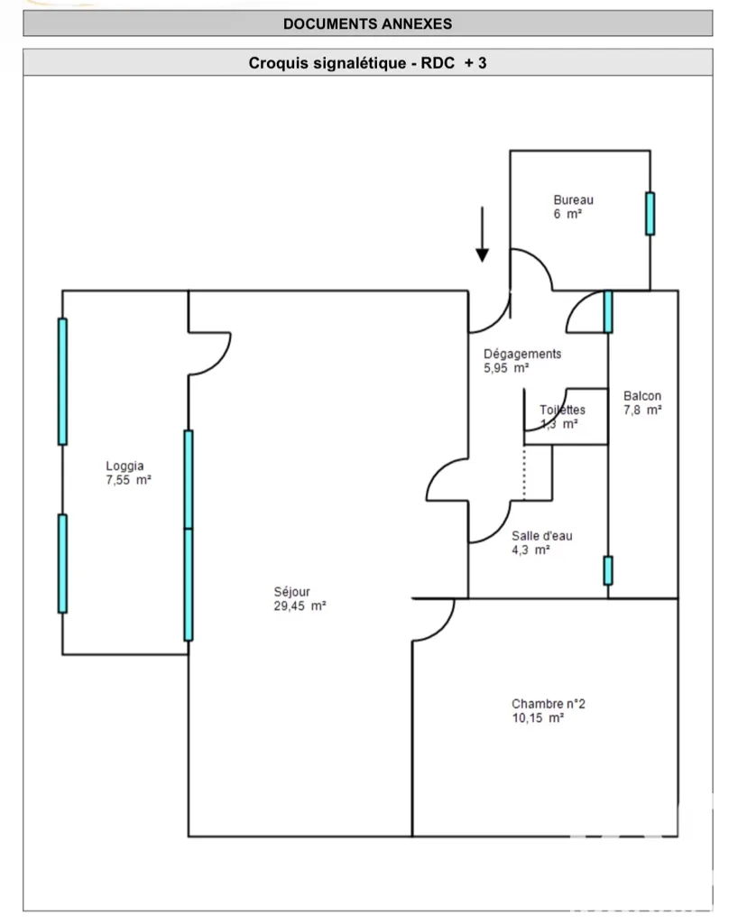 Floor Plan - Bright 2-Bedroom Apartment with Balcony in Narbonne