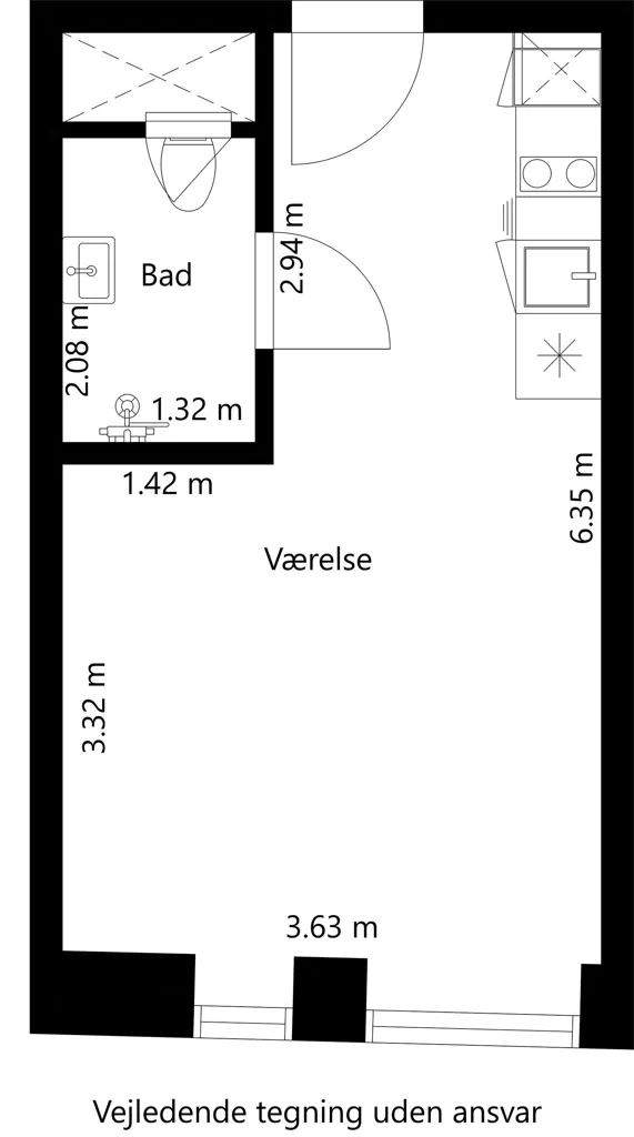 Plan - 1-Bedroom Flat with Elevator in Central Odense