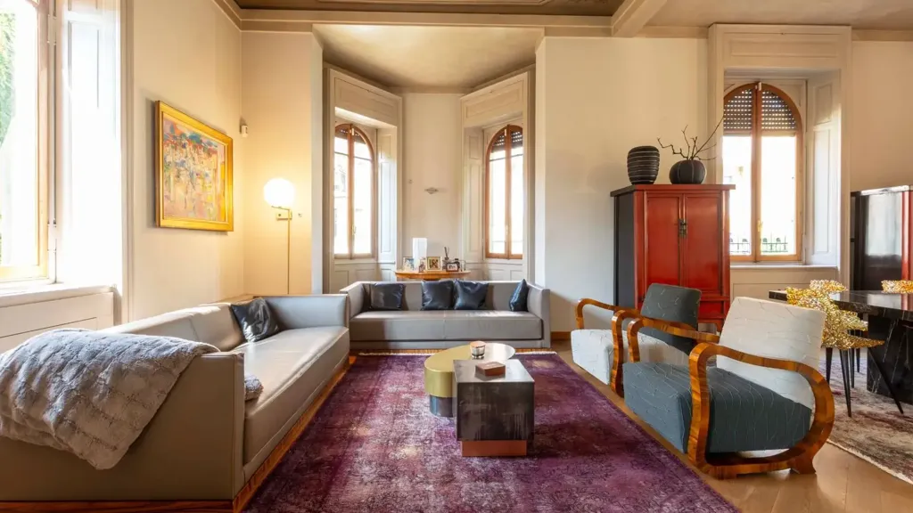 Living Room - 1920s Villa with Garden in Vigevano Centre