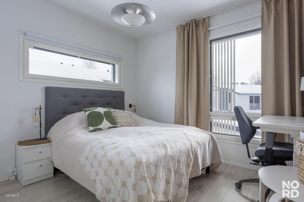 Bedrooms - Modern Terraced House with Sauna in Perusmäki, Espoo