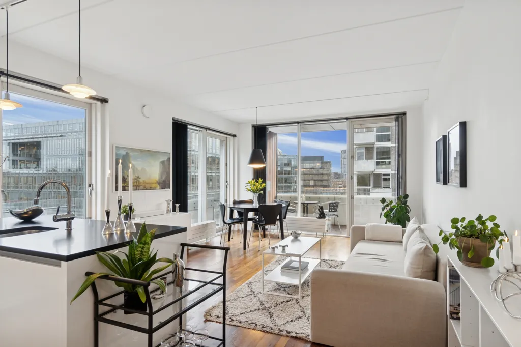 Séjour - Apartment with Three Balconies in Copenhagen S