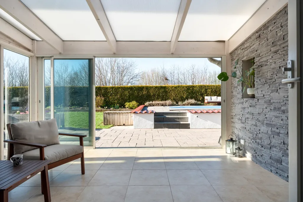 Terrace - Stonework Villa with Pool in Skegrie