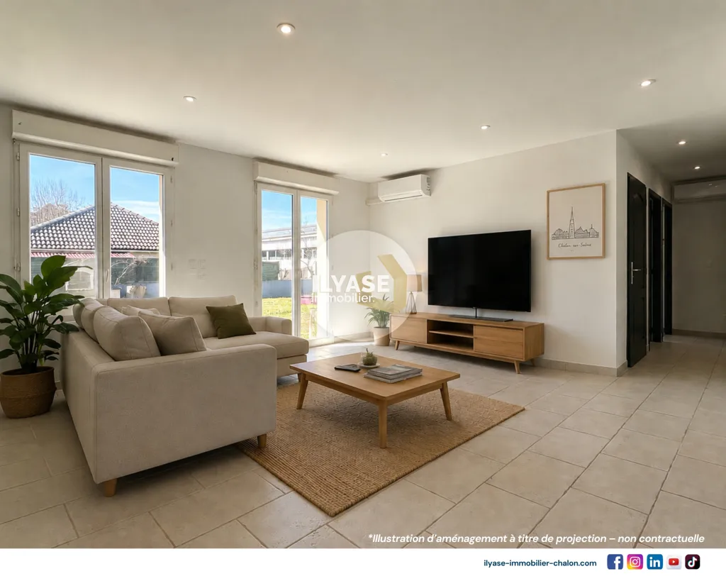 Séjour - Maison avec Terrasse et Garage à Champforgeuil