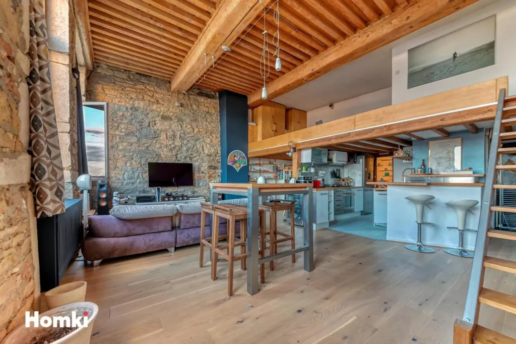 Séjour - Appartement Duplex avec Vue Panoramique à Lyon 1er
