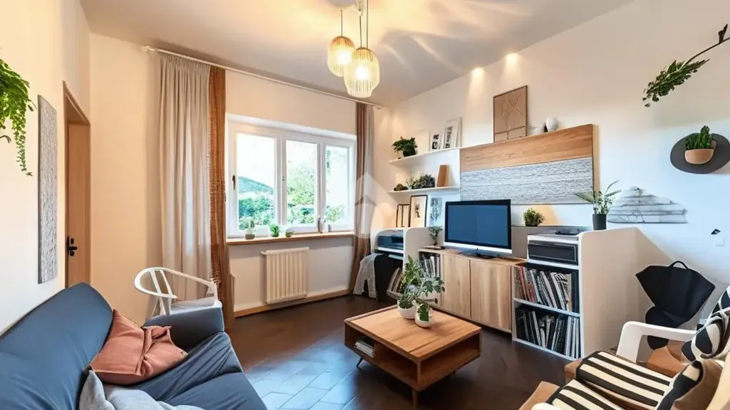 Séjour - First-Floor Apartment with Private Porch in Mozzo