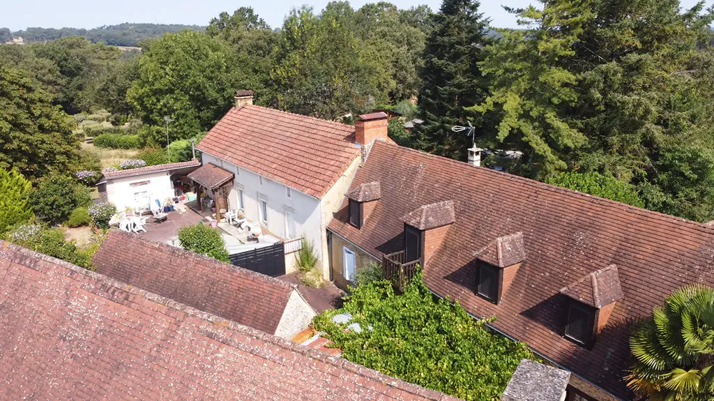 Aerial - Stone Farmhouse with Multiple Buildings in Saint Genies