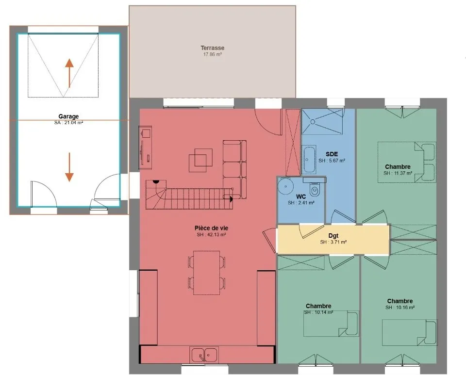 Plaan - Contemporary Villa with Garden in Courry