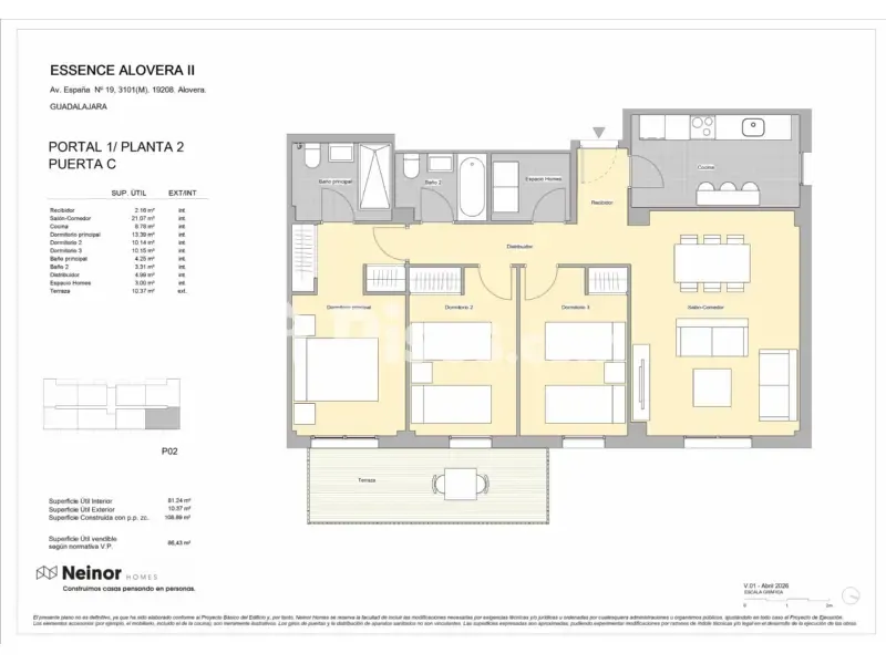Plan - New Flat with Terrace in Alovera