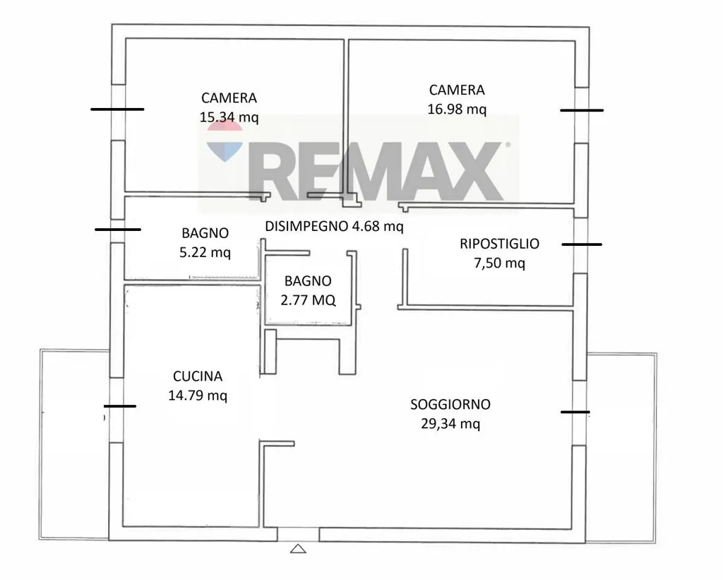 Planimetria - Spacious Apartment with Balconies in Forlì Centre