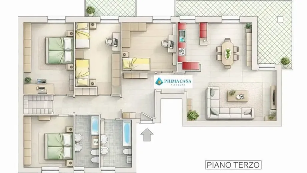 Plan - Spacious Apartment with Balcony in Piacenza