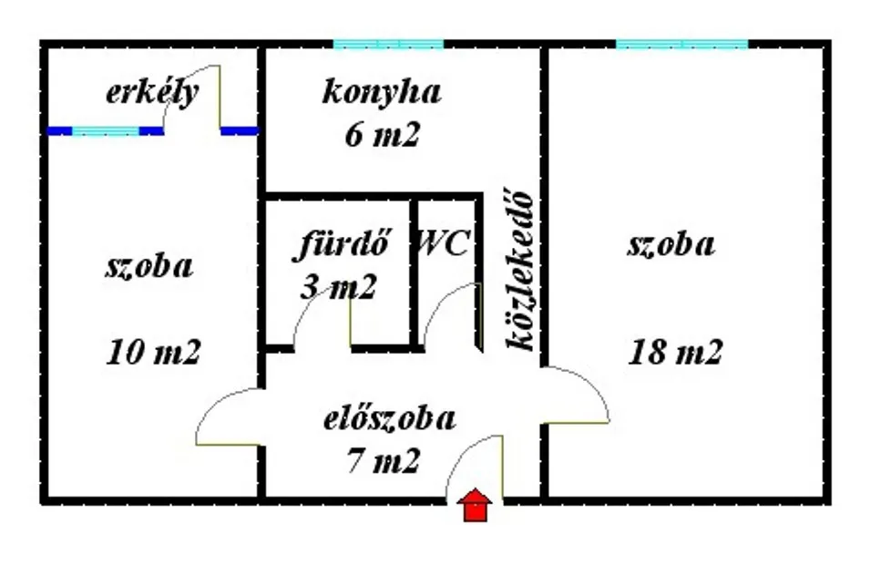 Floor Plan - Renovated Panel Flat with Loggia in Hódmezővásárhely