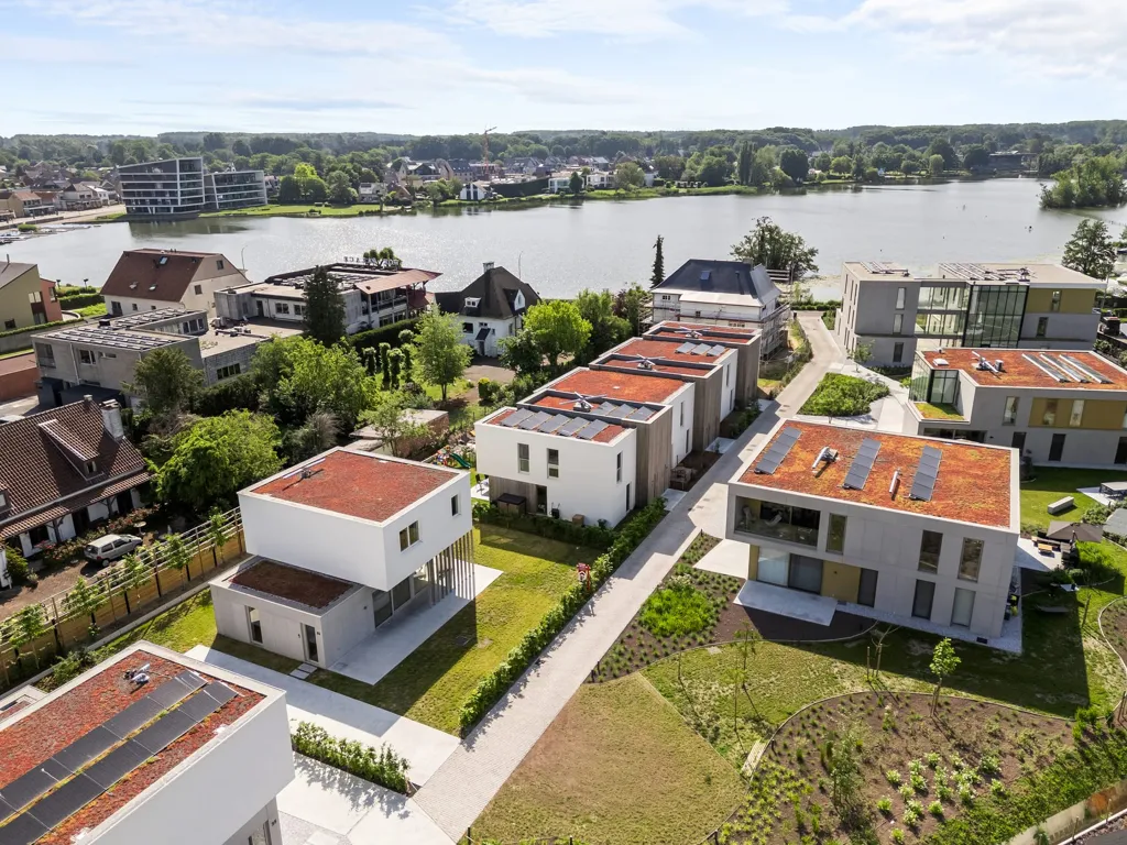 Vue aérienne - Villa Néo-Bâtie avec Terrasse à Berlare