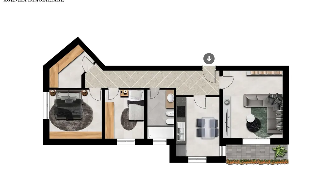 Plan - Trilocale with Balcony in Mantova