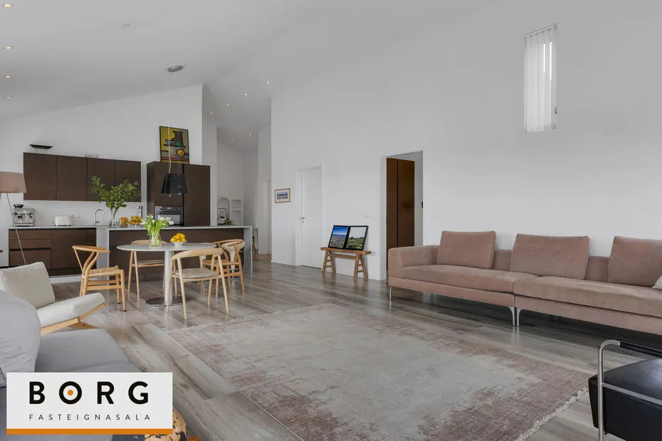 Séjour - Penthouse with Large Balcony in Kópavogur