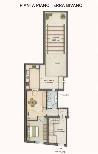 Rustic Bilocale with Private Garden in Cagliari