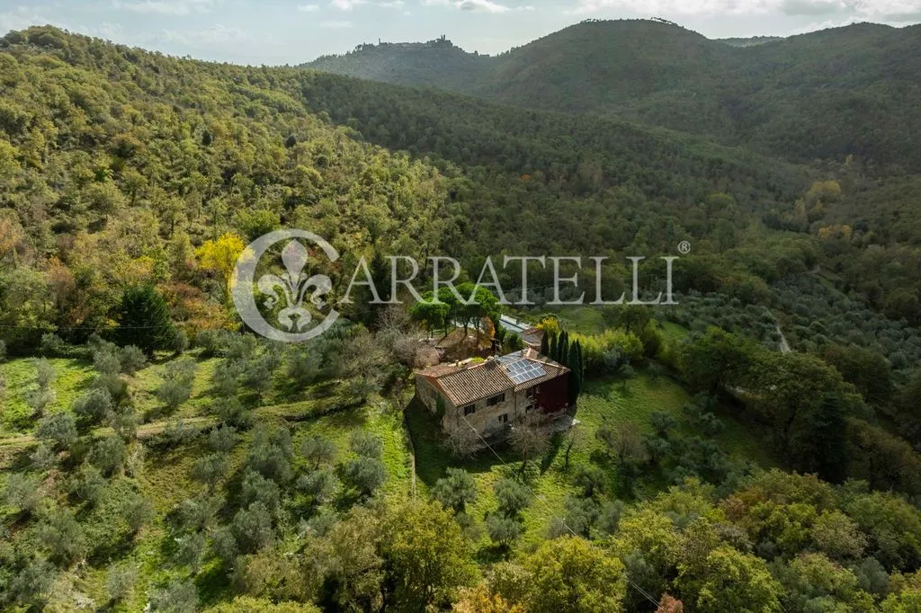Vue aérienne - Luxury Villa with Panoramic Pool in Laterina