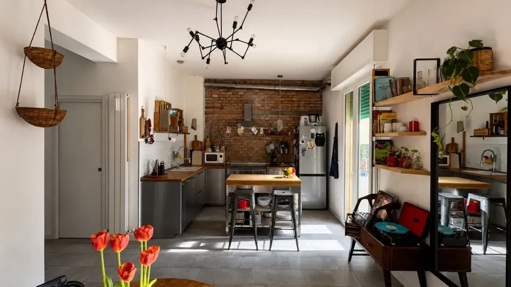 Kitchen - Rearranged Apartment with Terrazzo in Bologna