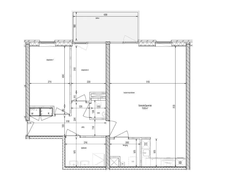 Plan - Modern Apartment with Balcony in Eindhoven Meerrijk