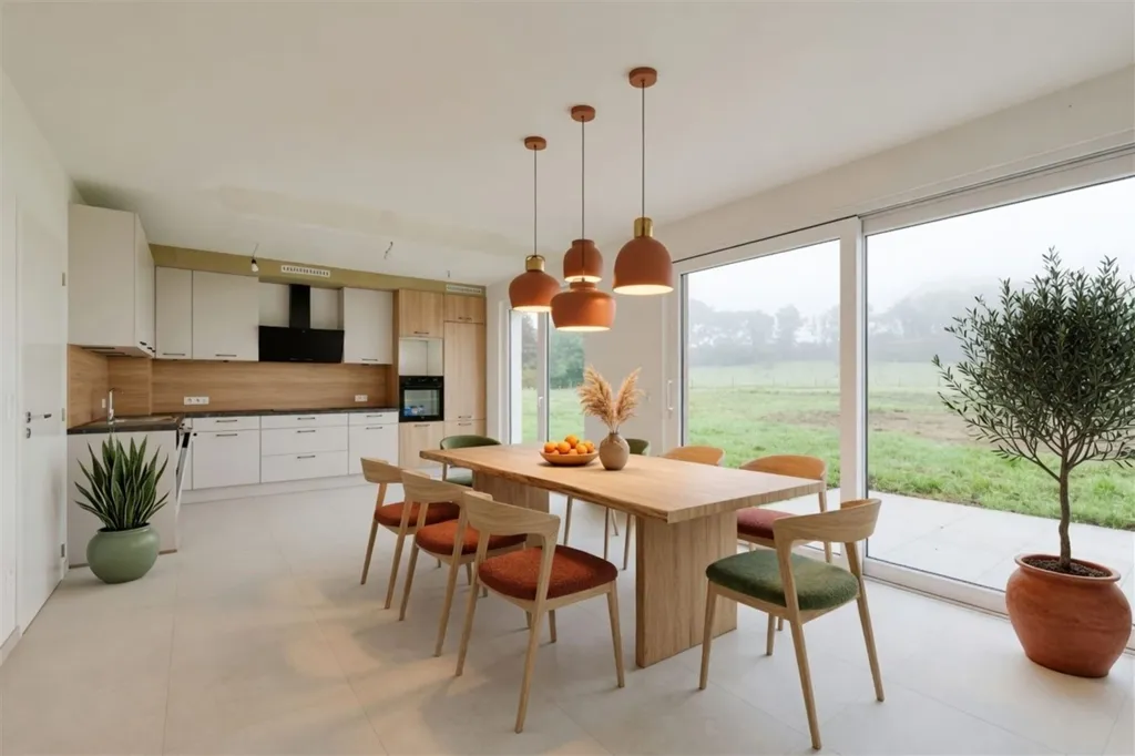 Salle à manger - Maisons Contemporaines avec PEB A à Barnich