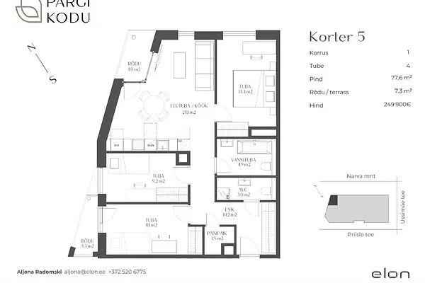 Plan - Modern Flat with Balcony in Lasnamäe