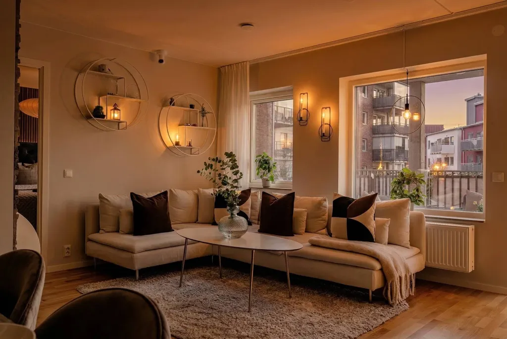 Living Room - Modern Flat with Balcony in Mariastaden, Helsingborg