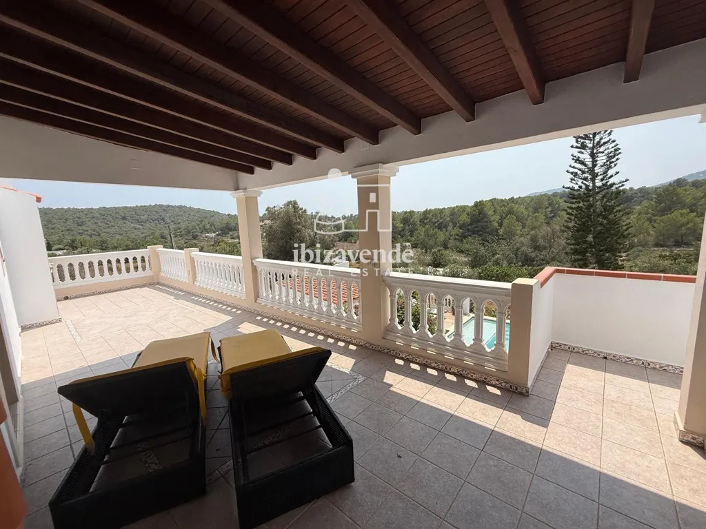 Terrace - Furnished Villa with Mountain View in Es Cubells, Ibiza
