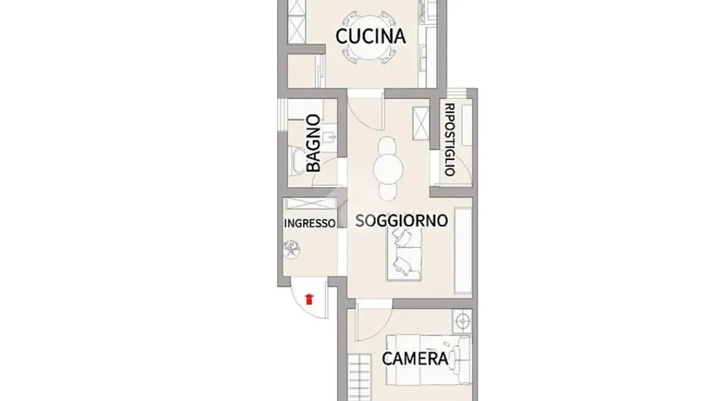Floor Plan - Rustic 2-Bedroom Flat in Palermo