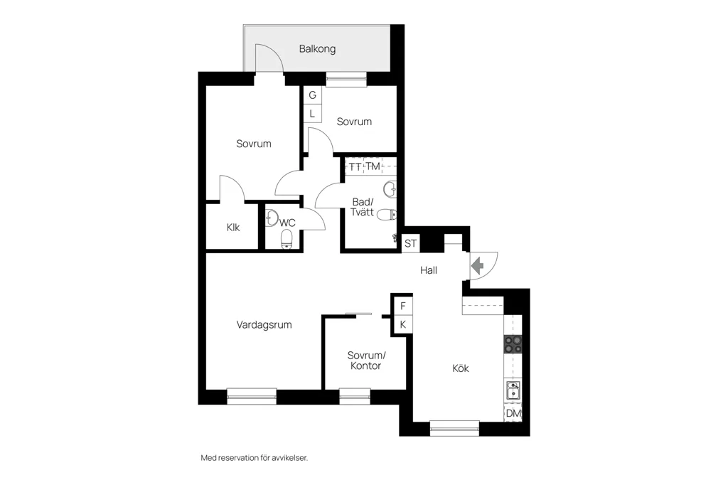 Plan - Modern 4th Floor Flat with Balcony in Hammarbyhöjden