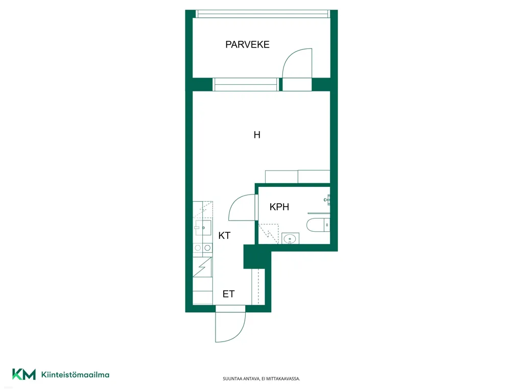Plan - Studio Apartment with Glazed Balcony in Tampere